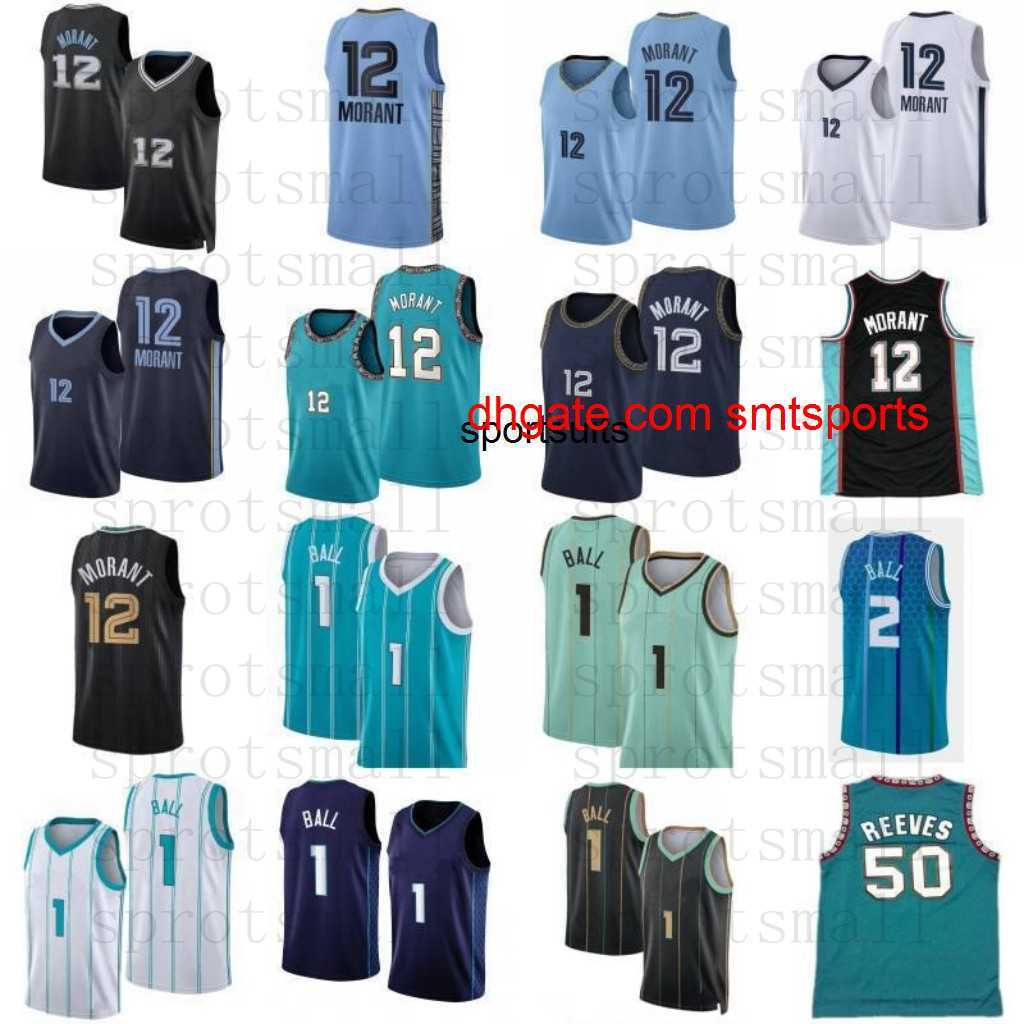 

Men's T-Shirts 12 Ja Morant 1 LaMelo Ball 2 Basketball Jerseys Mens City 50 Reeves Retro Green Shirt, 11