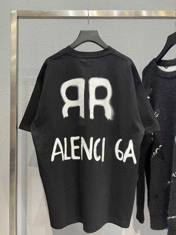 

Men's Hoodies Sweatshirts summer B home back BB luminous graffiti letters men's and women's short sleeved T-shirt bottom shirt 5Y4C, Black