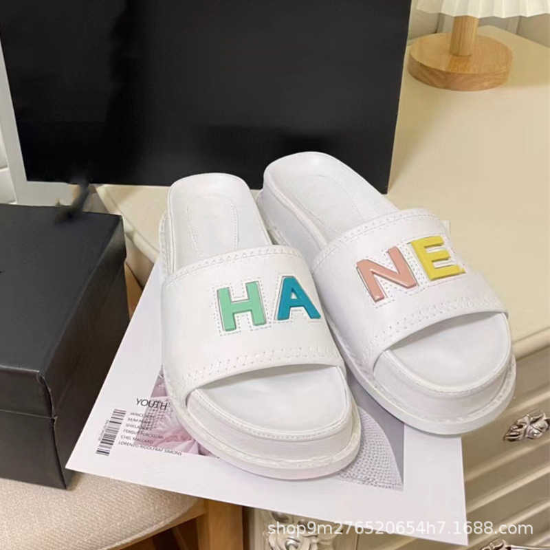 

Slippers Small Fragrance Candy Letter in the summer of new thick soled high rise women's sandals color matching personalized T230211, Navy6