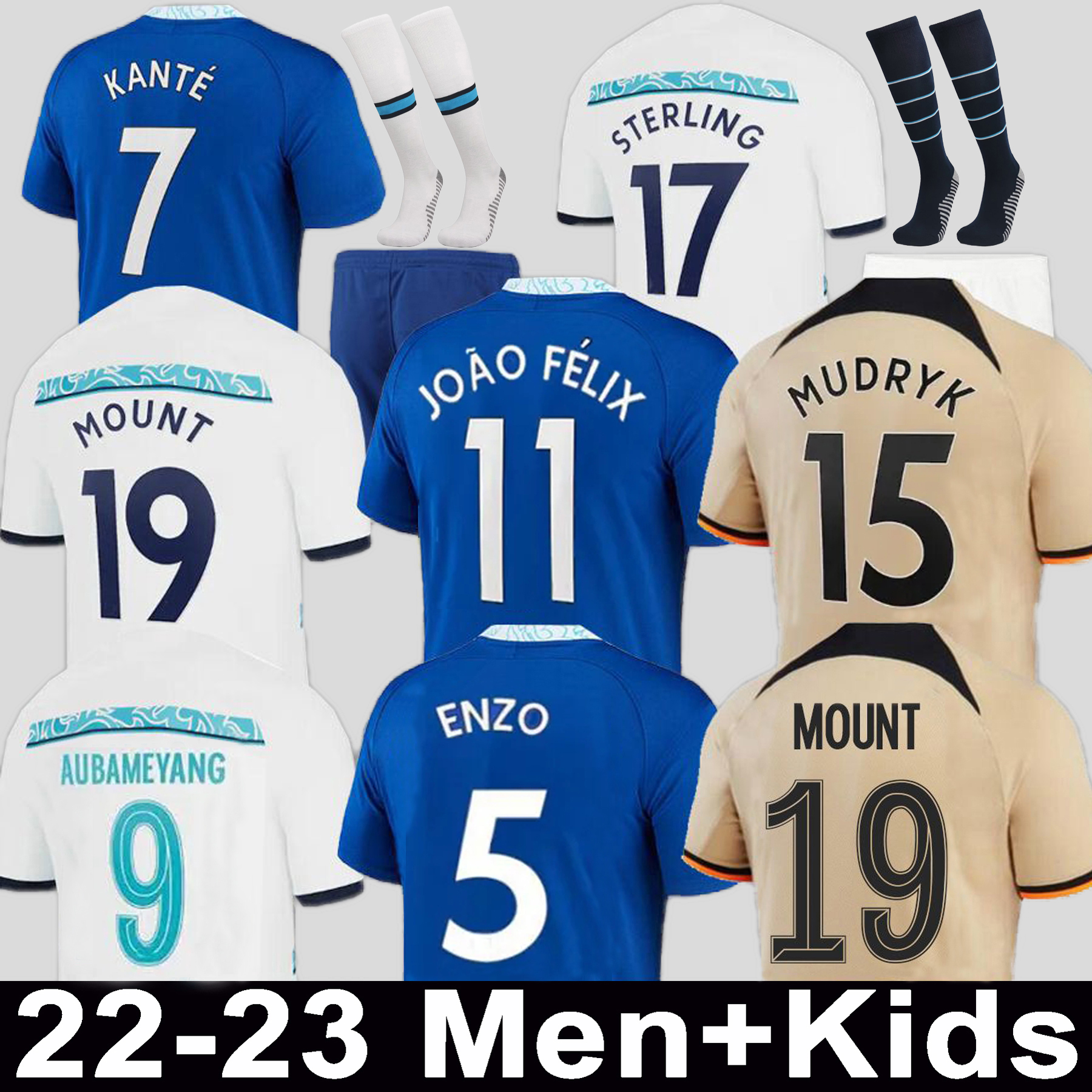 

22 23 CFC Soccer Jerseys PULISIC MOUNT JOAO FELIX HAVERTZ STERLING 2022 2023 football shirt men kids KOULIBALY KANTE uniform FOFANA T. SILVA CUCURELLA MUDRYK ENZO, 22 23 away aldult epl