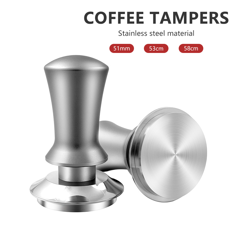 

Tampers 51mm/53mm/58mm Stainless Steel Espresso Coffee Tamper Powder Hammer Pressing 30lb Spring Loaded Coffeeware Accessories 230211