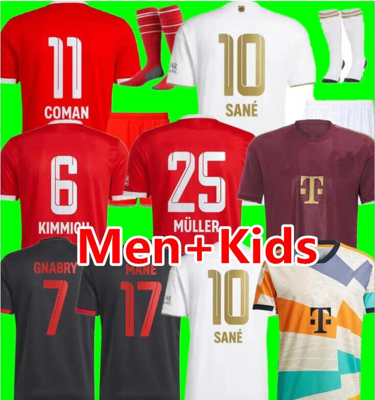 

22 23 SANE soccer jerseys 2022 2023 football shirt GORETZKA GNABRY camisa de futebol Oktoberfest KIMMICH 50th Bayern Munich JOAO CANCELO men kids kits, Kids size
