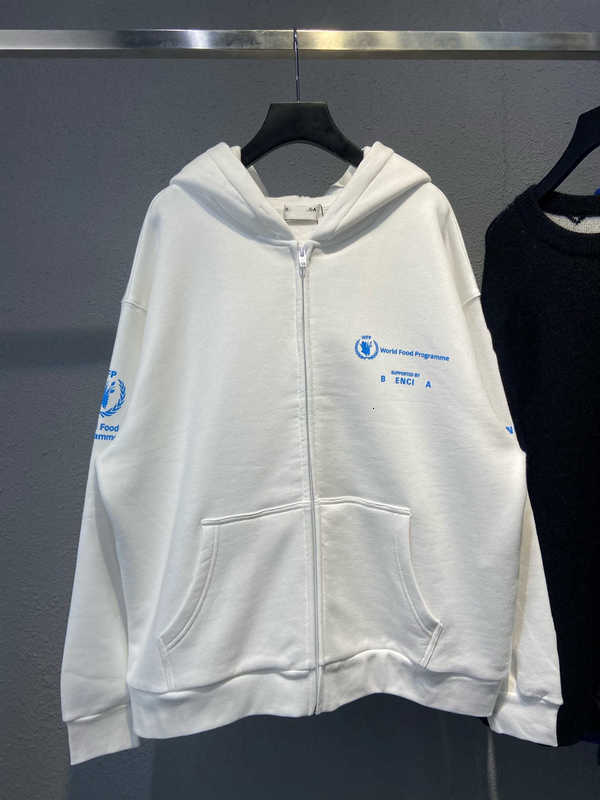 

Men's Hoodies Sweatshirts High edition autumn and winter style B family world grain ear letter printing hooded cardigan sweater for men women WPV2, Black