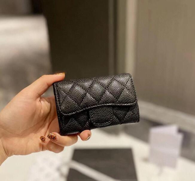

2023Luxury brand cc wallet card holder classic pattern caviar sheepskin material wallet5688, Sheepskin bright surface