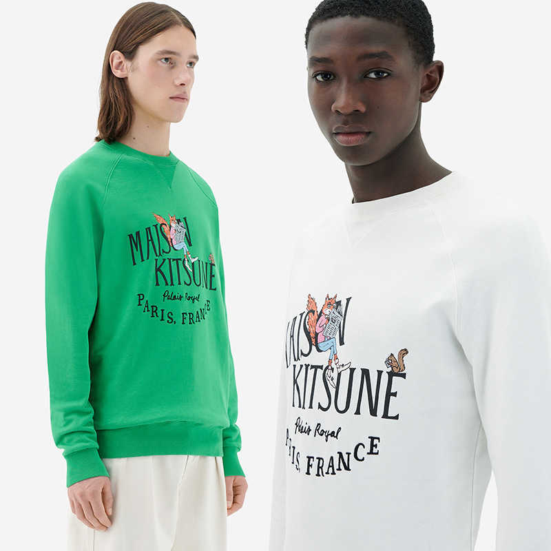 

Maison Kitsune Designer Sweatshirt Fashion Hoodie Printed Letter Embroidery Cotton Crew Neck Sweater, White2
