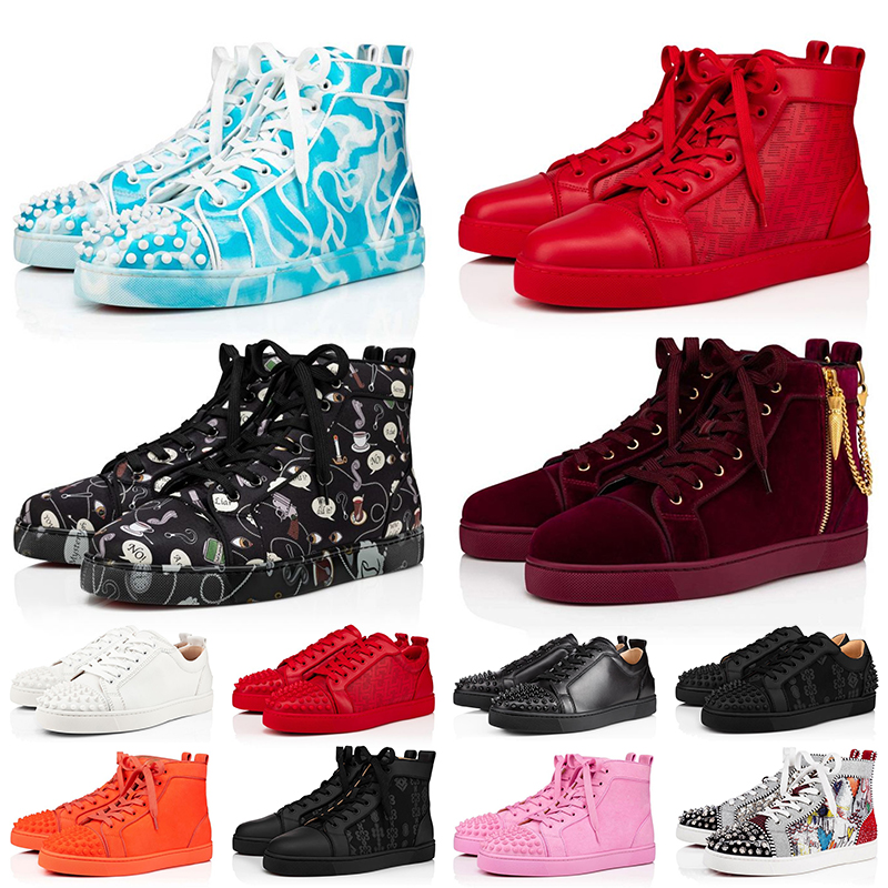 

2023 Fashion High Top Sneakers Designer Casual Shoes Big Size 13 Men Women Boots Luxury Spikes Genuine Leather Cut Low Loafers Platform Trainers ankle Booties EU 36-47, D (75)