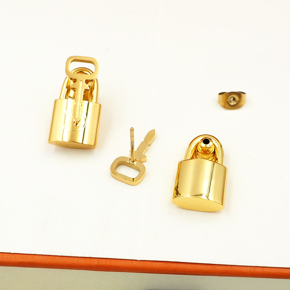

LW LOCK IT gold stud earrings T0P quality designer jewelry for woman official reproductionsfashion classic style gift for girlfriend with box 025