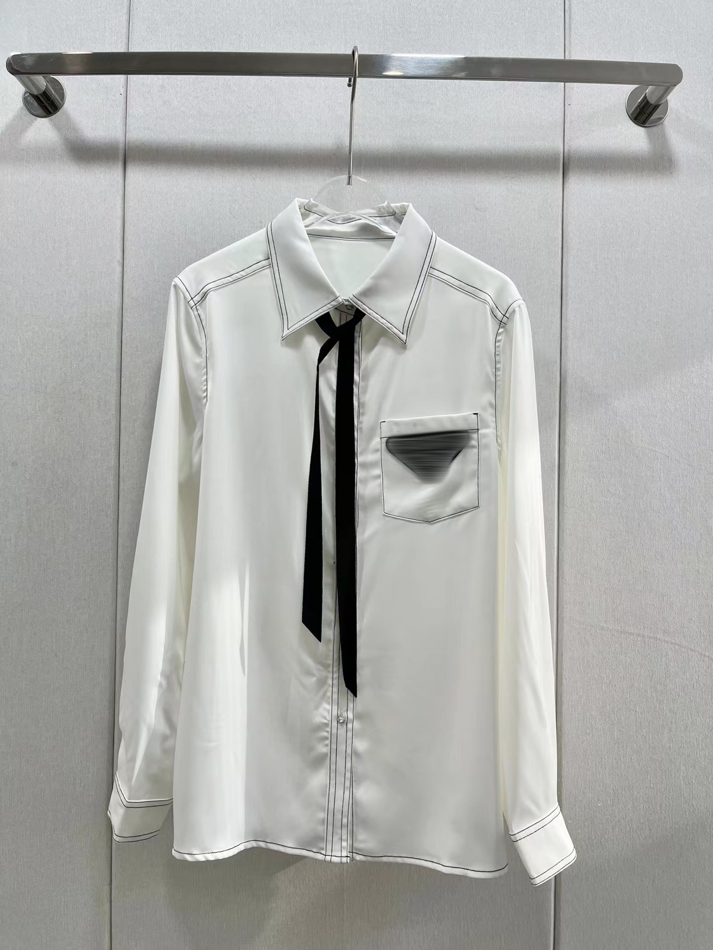 

Milan Runway Shirts 2023 New Spring Summer Lapel Neck Long Sleeve Designer Blouses Brand Same Style Shirts 0212-9, White