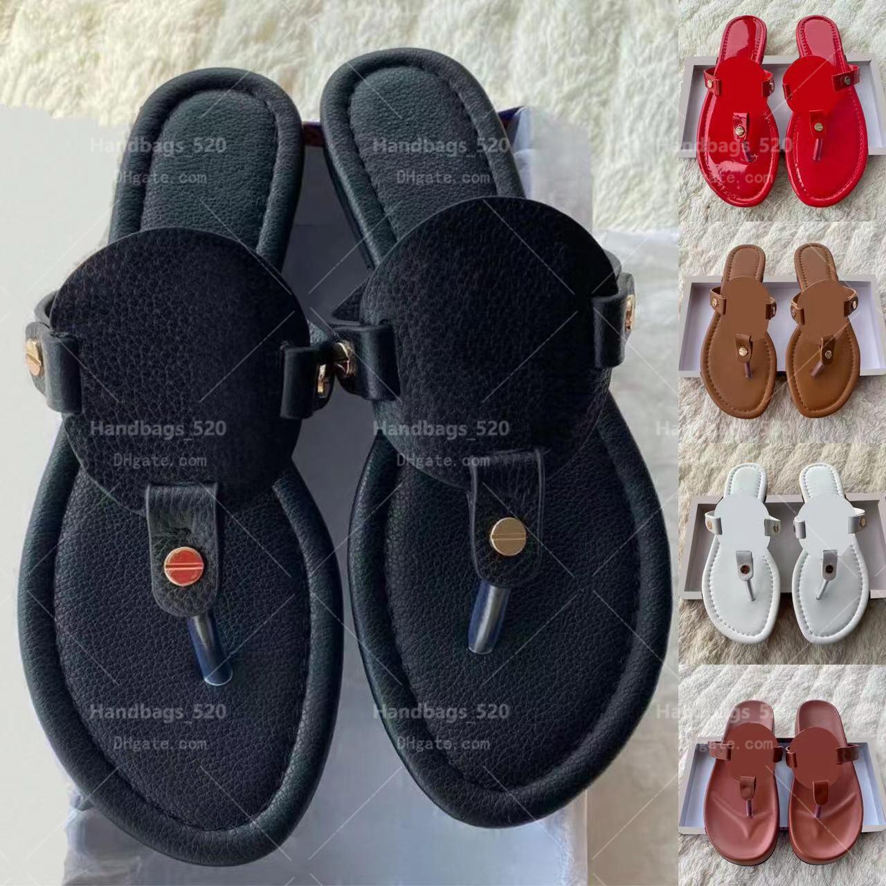 

Summer Women Flat Slippers Luxurys Designers Sandals Leather Brand Girl Slides Sandalias Casual Flip Flops Size 35-43, T01-fuchsia