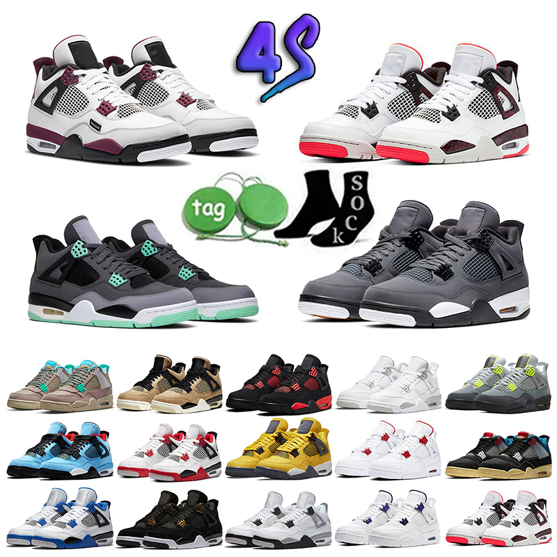 

men women 4s retro basketball shoes military black cat white cement oreo bred jumpman 4 sail men trainer sport sneakers, 25