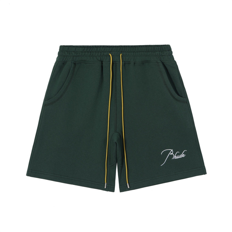 

TERRY short premium with RH signature script embroidered on the front featuring twin side pockets and a custom rhude chevron back pocket extened drawstrings short lp, No16