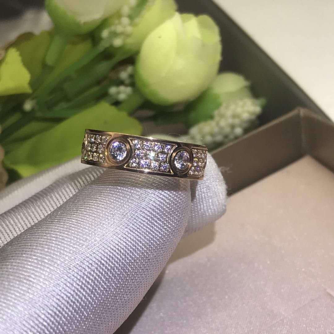 

With Box Ring Stones Couple 18k Gold Lovers Ring Diamond Ring Titanium Steel Rings