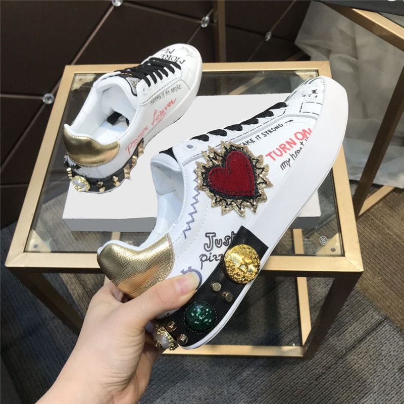 With Box Designer Shoes Luxury designer NS1 Portofino sneaker white leather Casual shoes dolces gabbanas dg Embossed Crocodile Pattern Low Top Flat