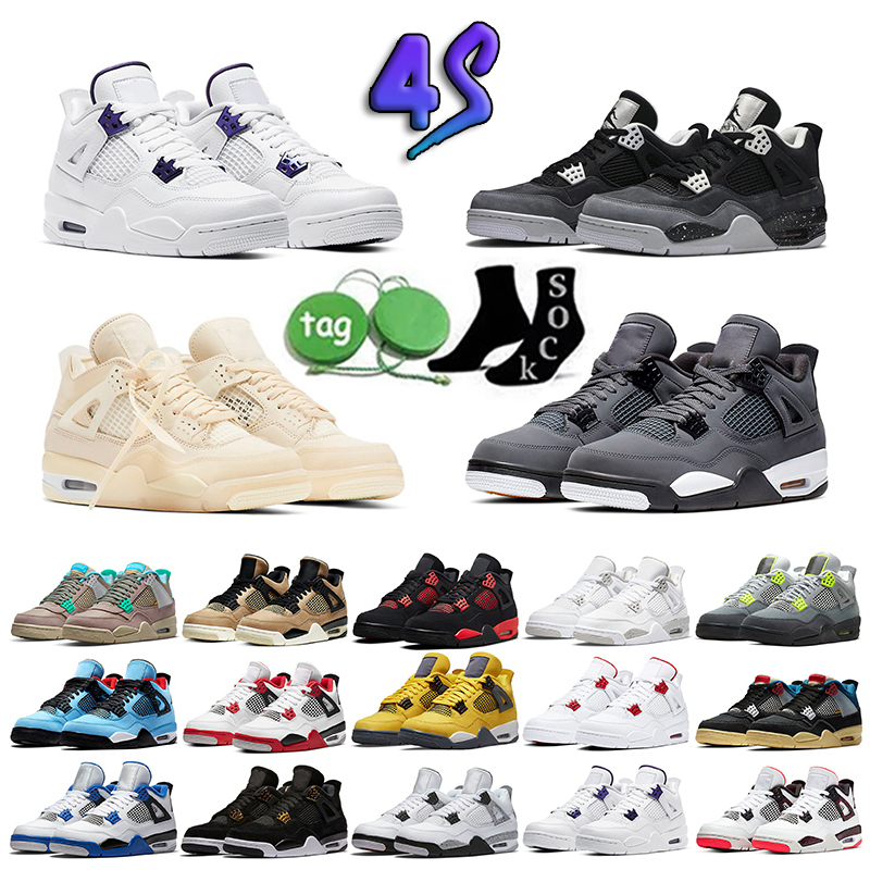 

Basketball shoes Jumpman 4s OG 4 Canvas Military Blak Fire Red University Blue Purple Metallic White Oreo Mens traniers sport Sneakers, 25