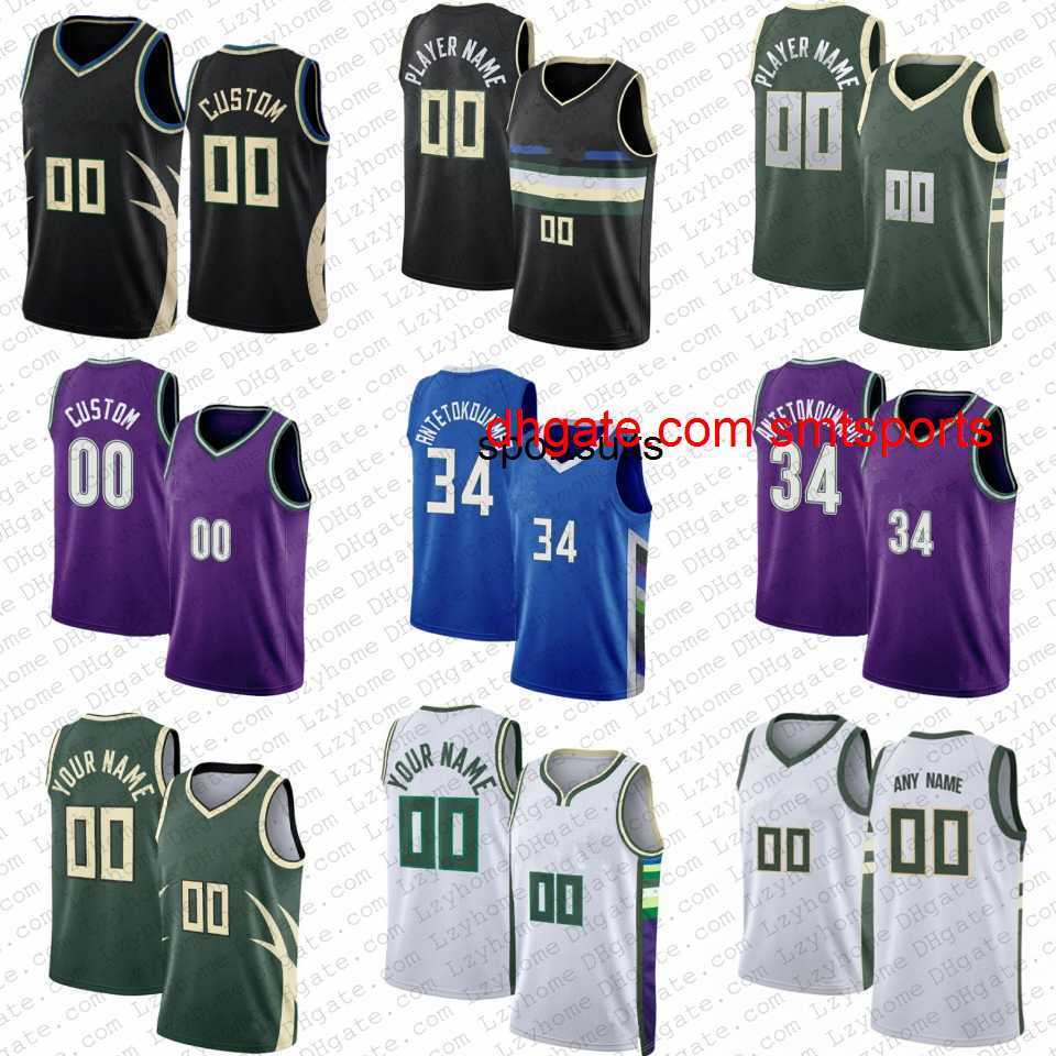 

Men's T-Shirts stitched Giannis Antetokounmpo Jrue Holiday Custom Basketball Jerseys Bobby Portis JR Khris Middleton s Brook Buck Jersey Lopez Pat, Mens 6