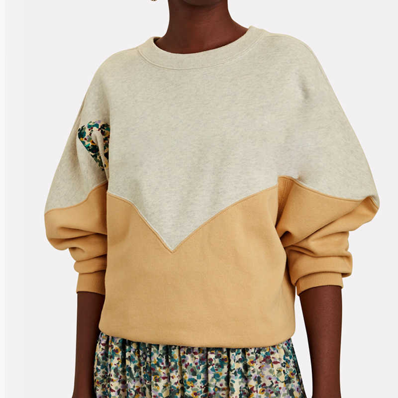 

23SS Isabel Marant Pullover New Fashion Letter Print Round Neck Pullover Sweatshirt Women Sportshirt Loose Long Sleeve Sweater, Blue