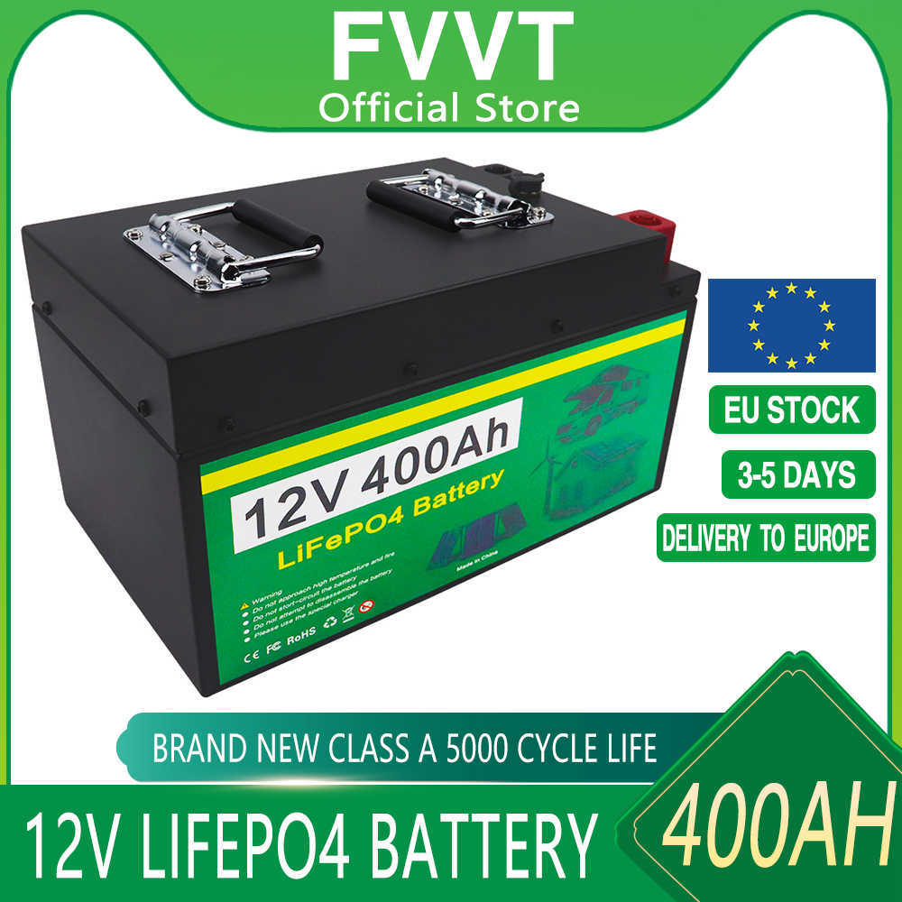 

12V LiFePO4 Battery 400Ah 300Ah Built-in BMS Lithium Iron Phosphate Cells For RV Campers Golf Cart Solar Storage With Charger
