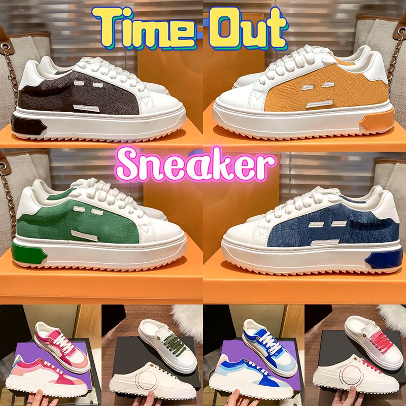 

With Box Women Casual Shoes designer Sneaker Top Time Out Calfskin Leather Sneaker Open Back Fuchsia Pink Whit Louiseity LVs Viutonity ZnVl, #29- triple white canvas