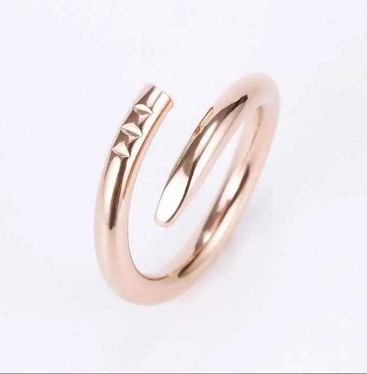 

With Box 18k Gold Nail Ring Stones Couple Lovers Ring Titanium Steel Diamond Ring linkB