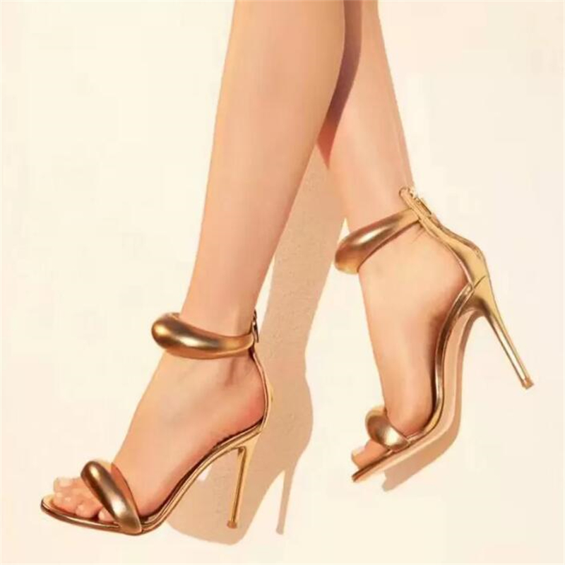 

7A Women designer shoes gianvito sandals 10.5cm stiletto heel sandals dress shoes heel for women summer luxury designer sandals black foot strap heeled rear zipper, Champagne