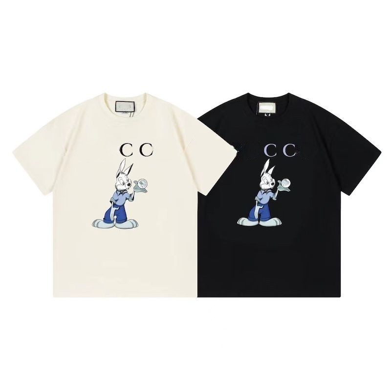 

European Men and Womans T shirt American Summer French Designer Wrinkle Shrinkage Wool Ball Cotton Print Decal Letters Fashion Starbucks White Channel UCCI Tees, Empty bag(not sell separately)