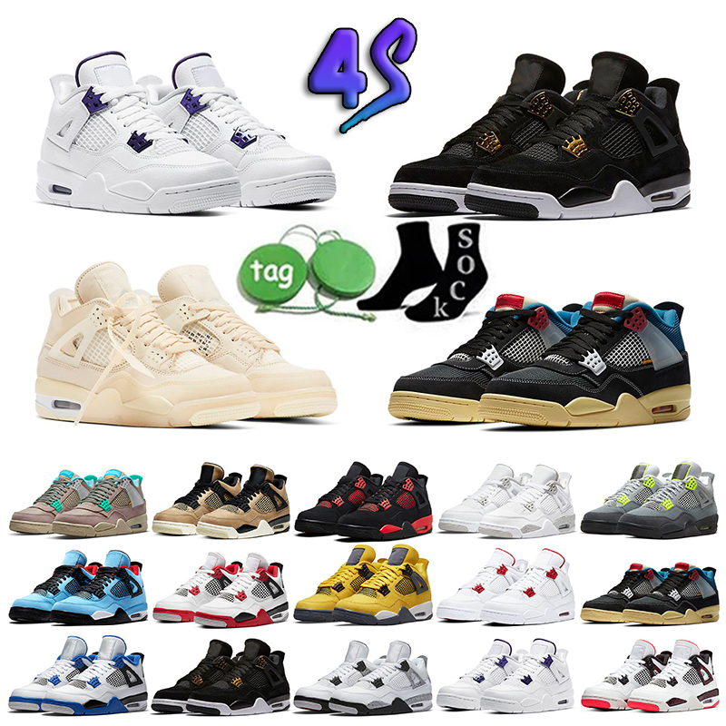 

2023 Mens Basketball Shoes 4 4s Jumpman University Blue Sail Cool Grey Oreo Black Cat Guava Ice Metallic Purple White Cement Shimmer Women Trainers Sneakers size 36-46, 10