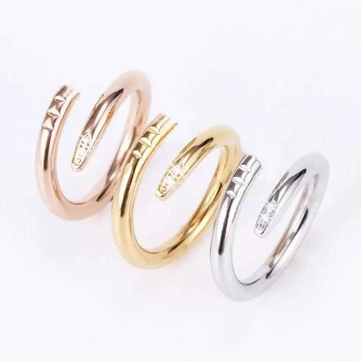 

With Box 18k Gold Nail Ring Stones Couple Lovers Ring Titanium Steel Diamond Ring