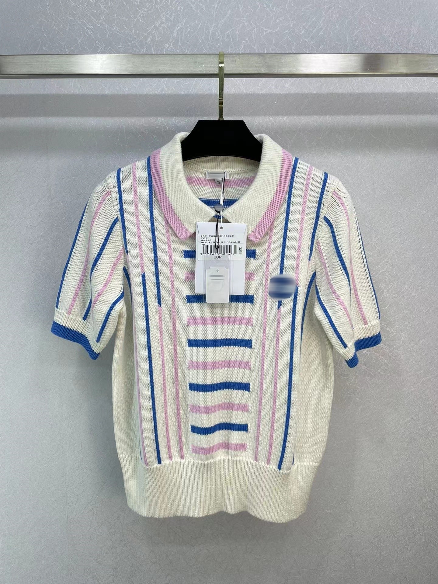 

Women' Knits & Tees 2023 Spring Summer Lapel Neck Short Sleeve High End Jacquard Pullovers Women' Designer Sweater 0212-5, Multi