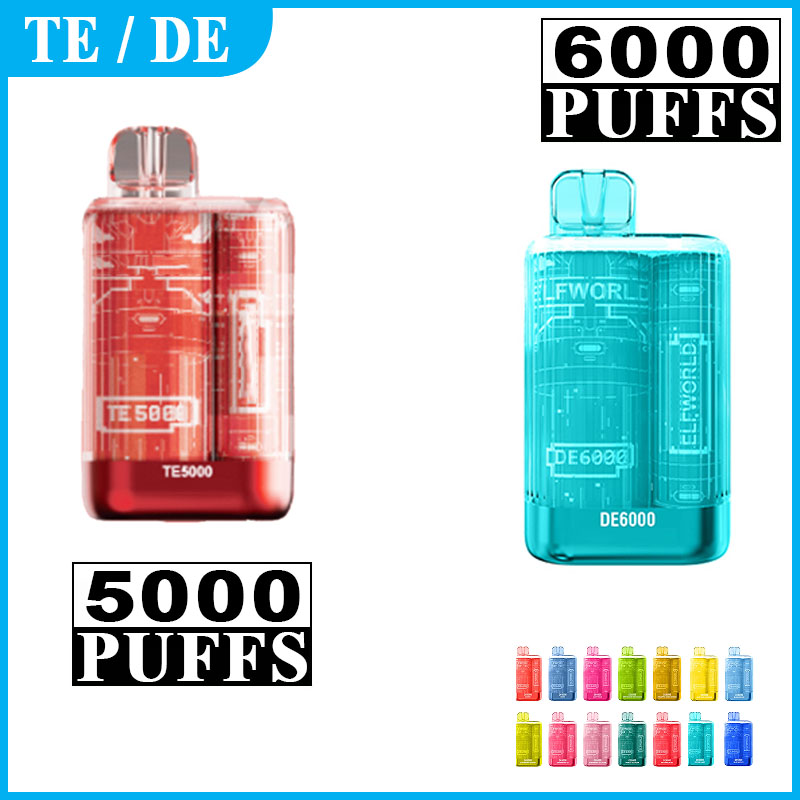 

Elf World reload 6000 TE5000 Disposable Rechargeable Cigarettes 650mAh 13ml per-filled Cartridges Pod 5% nic 14 flavors Vaporizers filex max 5000 DE6000