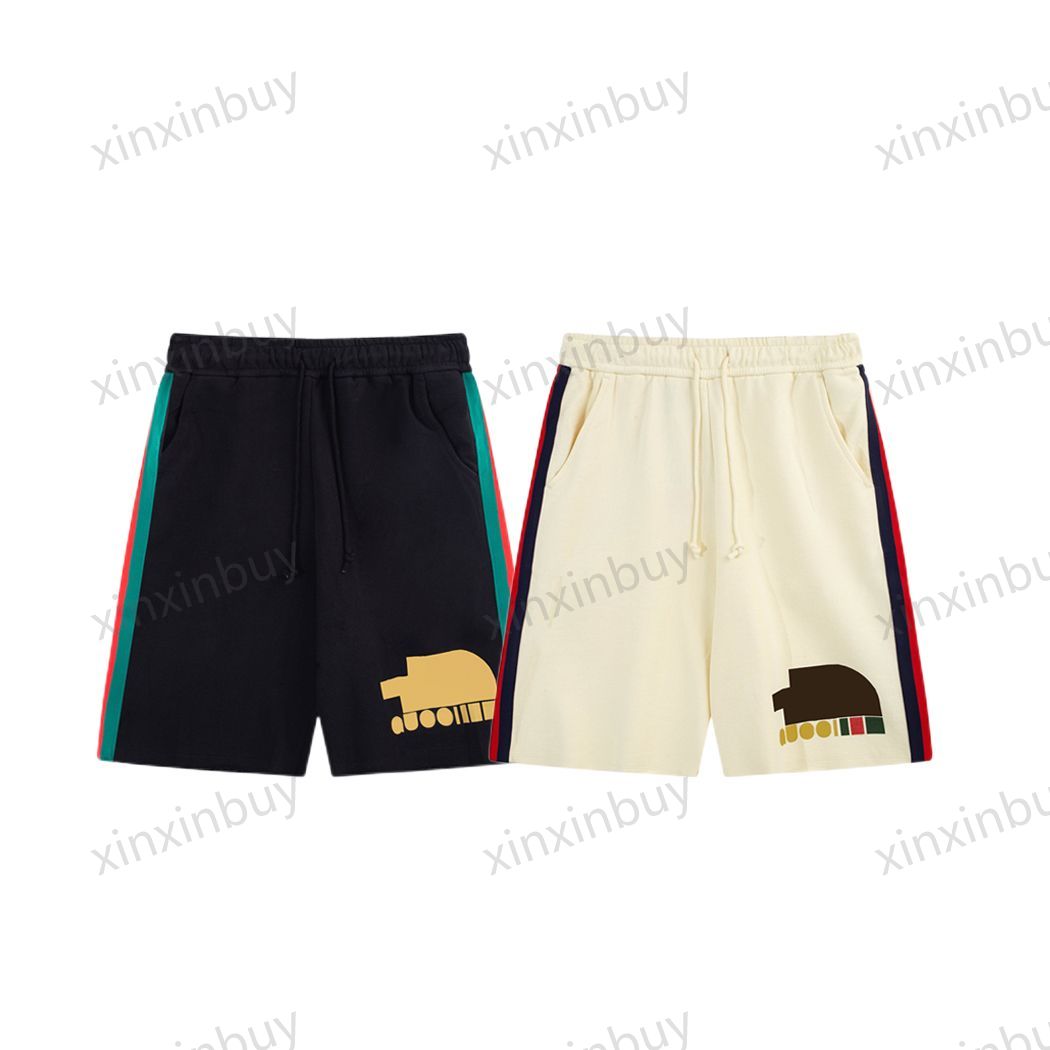 

xinxinbuy Men women designer Shorts pant tiger Side webbing Letters Spring summer cotton white black apricot XS-2XL
