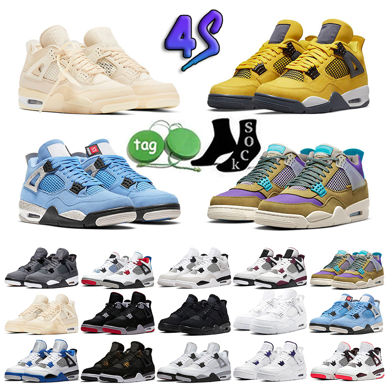 

Jordens j 2023 4s ow sail basketball shoes jumpman 4 midnight navy retro blackcats red and white cement military black-cat yellow thunder j4, 024