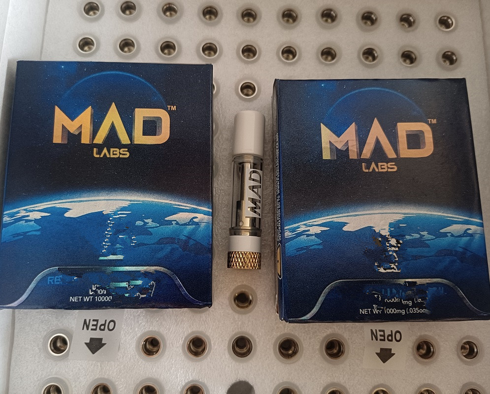 

IN STOCK MAD LABS Vape Atomizer 1.0ml Vape Cartridges Cart 510 Thread Battery Atomizers 10 Strains Available Ceramic Coil with Packagage