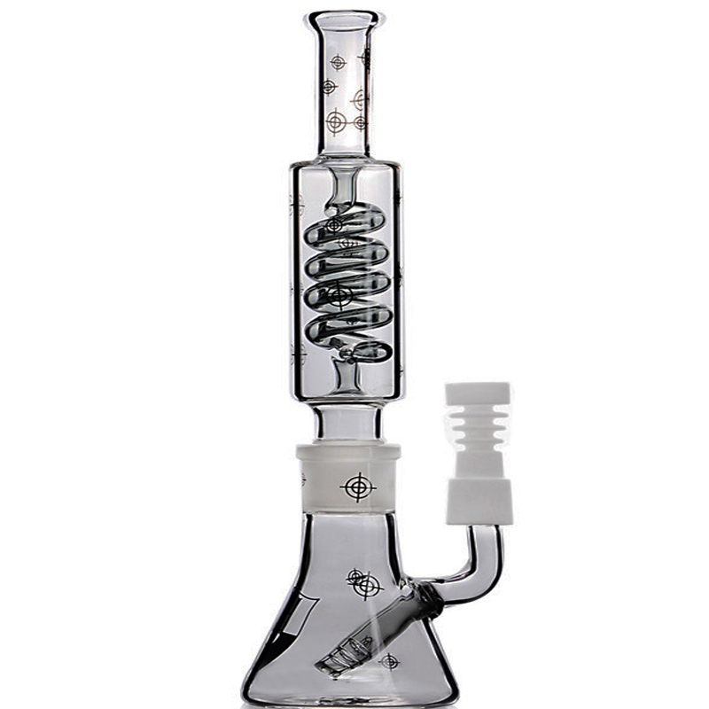 

Freezable Coil Bong Hookahs heady dab rigs beaker base Water Pipes bubbler Straight tube glass water bongs bowl piece