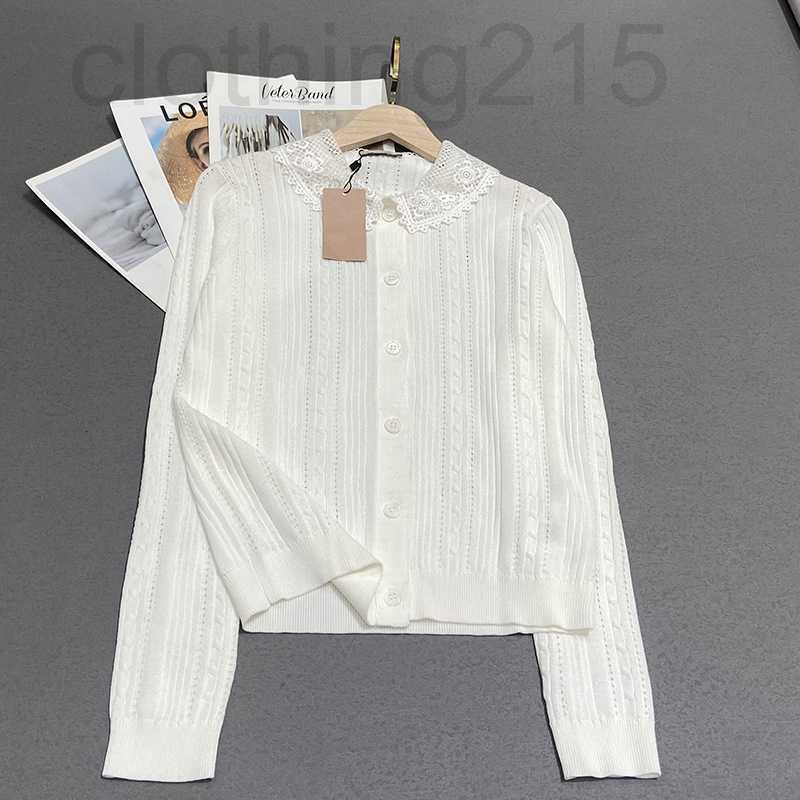 

Women' Sweaters Designer knitted doll neck single breasted cardigan women' sweet casual coat top 2022 NEW ELMK, White5