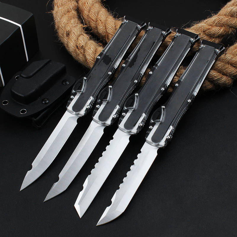 

H2310 Automatic Tactical Knife D2 Satin Blade Two-tone Aviation Aluminum with ABS Handle Outdoor Camping Knives With Kydex