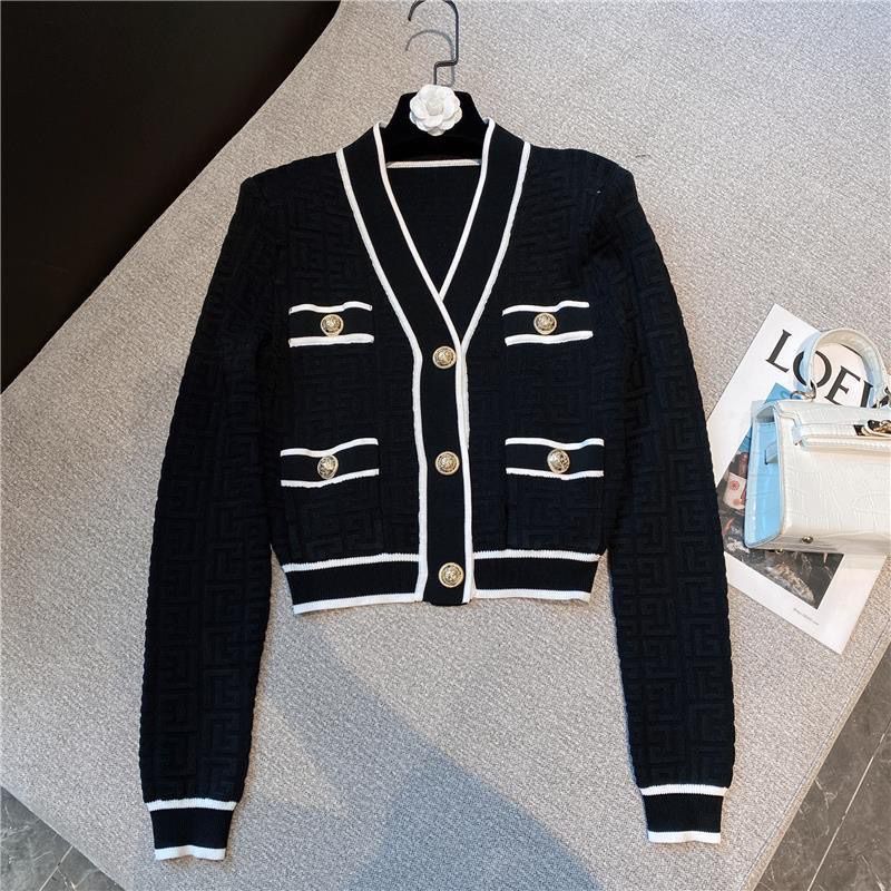 

Woman Outerwear Jackets Women's Sweaters Slim Sweatshirts Womens Designers Jacket Black White Long Sleeve Coats Chothing Size S