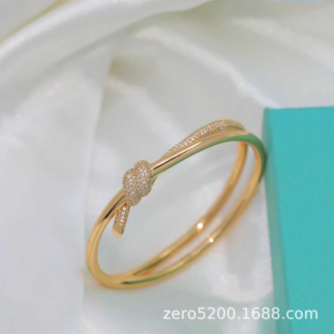 

Factory designer bangle T Brand Designers Knot Bangle Double Bracelets Diamond Bangles Bracelet high version Tknot edge series knot bracelet OIEN