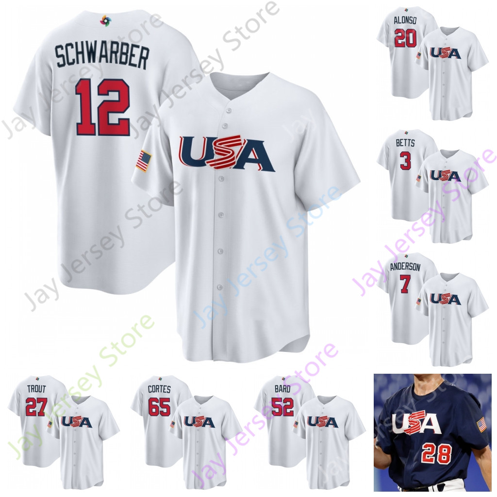 

2023 World Baseball Classic WBC Team USA Jersey Graveman Higashioka Lance Lynn Brooks Raley Jeff McNeil Kelly Adam Ottavino Daniel Bard Devin Williams Brady Singer, 2023 navy