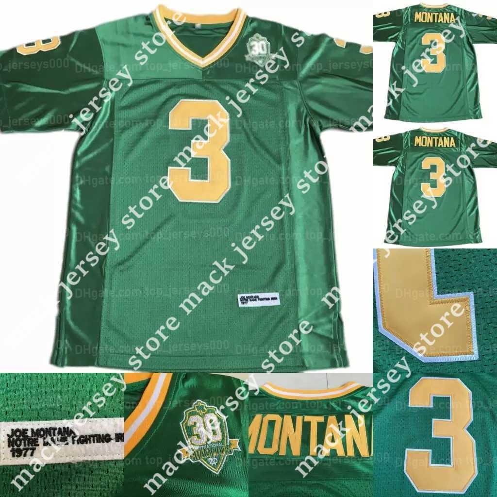 

Men's 3 Joe Montana 1977 NCAA College Football Jersey Notre Dame Fighting Irish Jerseys Stitched Green S-XXXL Top Quality