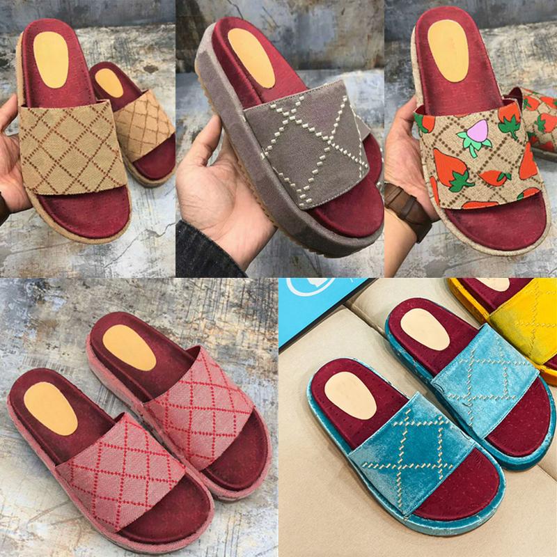 

With Box Luxurys woman slippers fashion Beach Thick bottom slippers platform women Shoes Alphabet lady Sandals Leather High heel Large si Vc