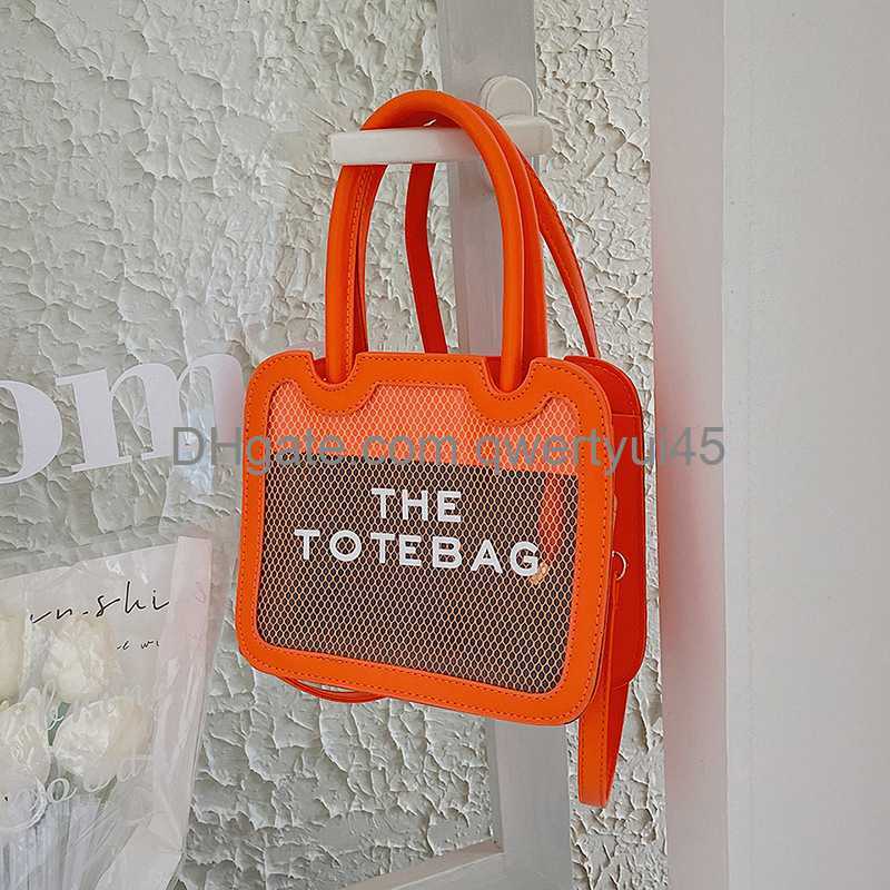 

Totes 21X8X18Cm Pvc Shoulder Crossbody Bags for Women Handbags Letter Mesh Square Tote Fashion Ladies Summer Beach Small Purses 021323H, Pink