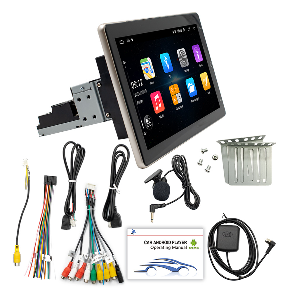 Lecteur multimédia hd, autoradio Android à Rotation automatique, simple din, avec écran de 10.1 pouces et stockage de mémoire à 4 cœurs de 32 go