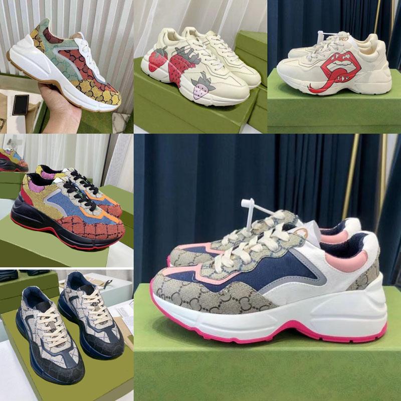 

With Box Designer Sneakers GGity Shoes Luxury Designer gucci Rhyton Sneakers Ladies Shoe Beige Men women Trainers Vintage Chaussures Fashion Sh Td, Color 17