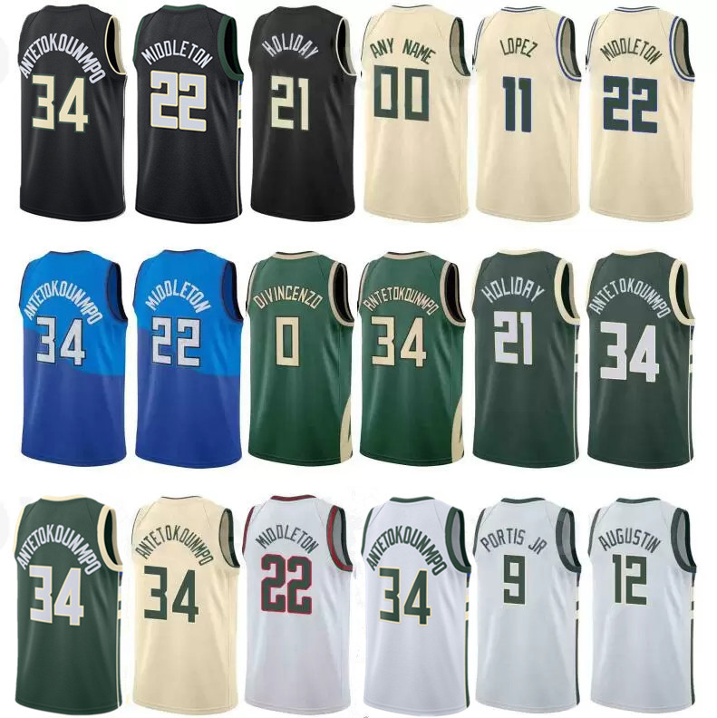 

Antetokounmpo Milwauk Buck Basketball Jerseys Buck 9 Bobby Portis jr 21 Jrue Holiday 11 Brook Lopez 22 Khris Middleton 1 Oscar Robertson Connaughton Jersey, Color 4