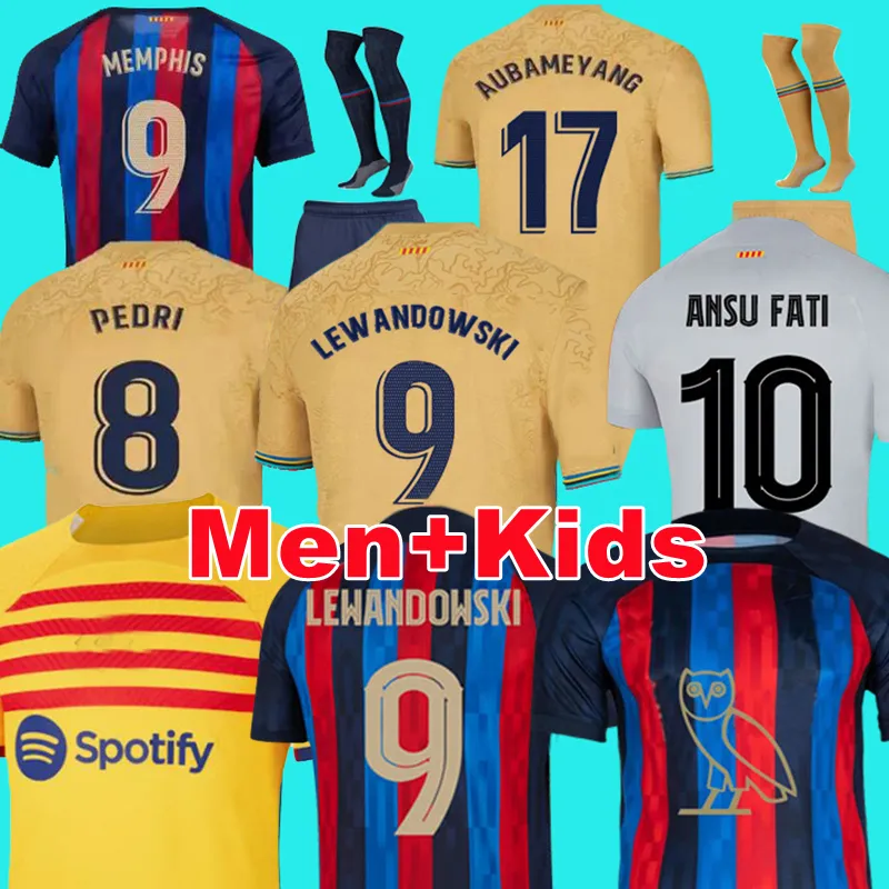 

22 23 Camisetas de football soccer jerseys PEDRI LEWANDOWSKI GAVI 2022 2023 FC ANSU FATI FERRAN RAPHINHA barcelona DEST football shirt men barca kit kids equipments, 22/23 third+ucl