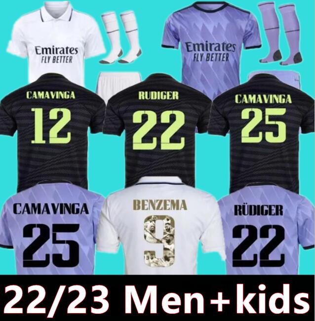 

2022 BENZEMA Finals soccer jersey 22 23 football shirt RODRYGO CAMAVINGA TCHOUAMENI REAL MADRIDS VALVERDE HAZARD ASENSIO MODRIC camiseta men kids kit 2023 uniforms, Adult