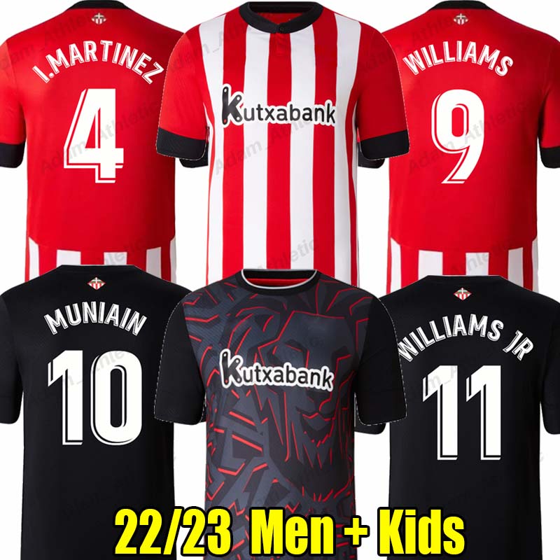 

WILLIAMS JR Soccer Jerseys 22 23 WILLIAMS I.MARTINEZ MUNIAIN football shirts VILLALIBRE BERENGUER YERAY YURI B. jersey men kids kit, 22-23 away kids