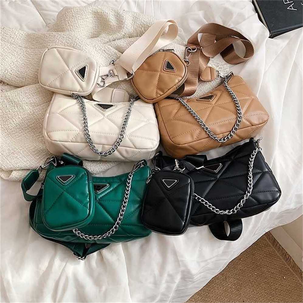 

80% Off bags Outlet Store Handbag solid color triangle sewing trend child mother simple Single Messenger chain women's sales, Black2