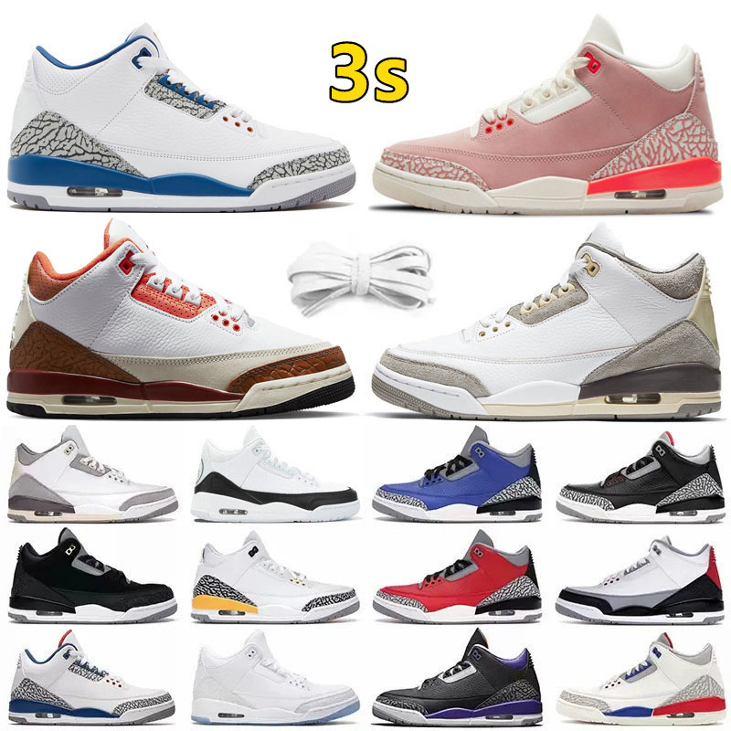Jumpman 3 Retro 3s Mens Basketball shoes Eminem x Shady Rust Pink UNC Cool Grey Pine Green Muslin Sport Blue Muslin Midnight Navy Black Cat Men T