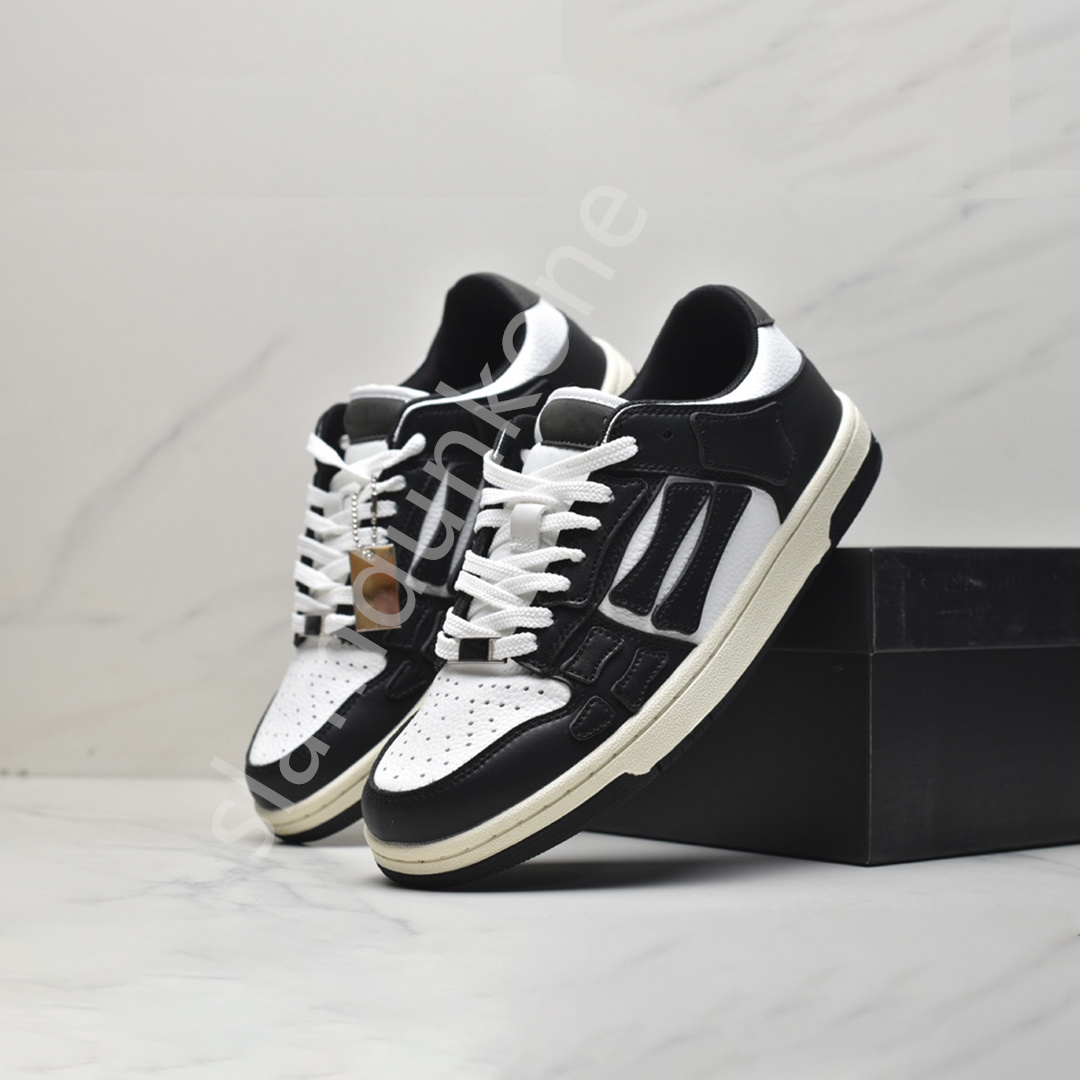 

mens new Shoes Casual Designer Luxury Amirs Bones Man Woman Leather Sneakers White Black Blue Red Green Spring Trendy Sneaker mens shoes, 02 white grey